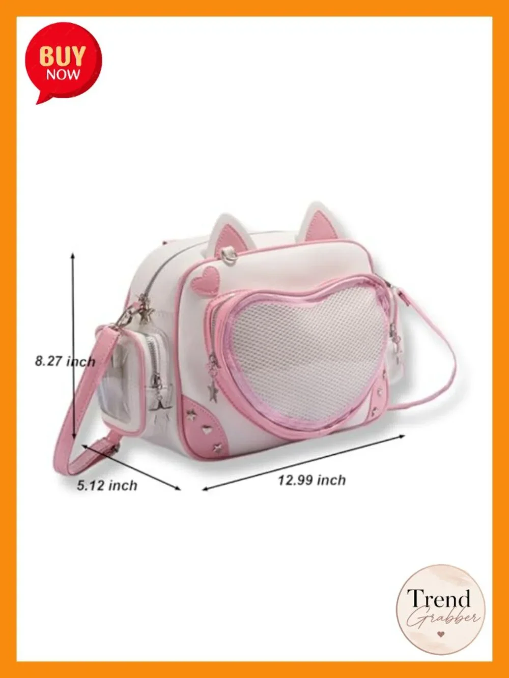 Kawaii Cat Ita Bag Crossbody Anime Pin Display Backpack Purse for Collectibles